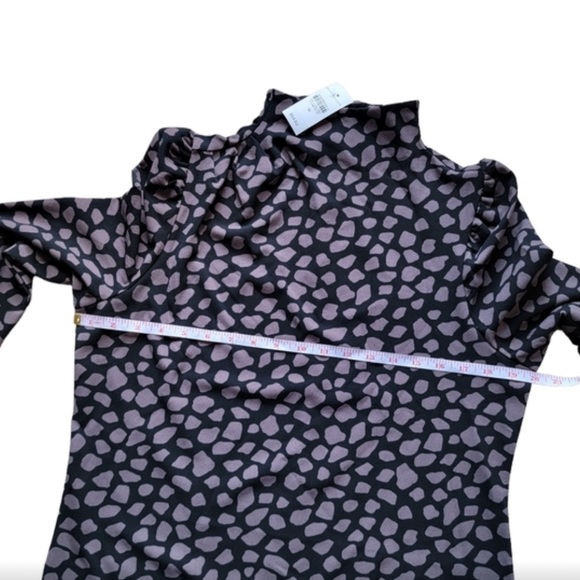 NWT Ann Taylor Size M Long Sleeve Black/Purple Leopard Mock Neck - Picture 2 of 7